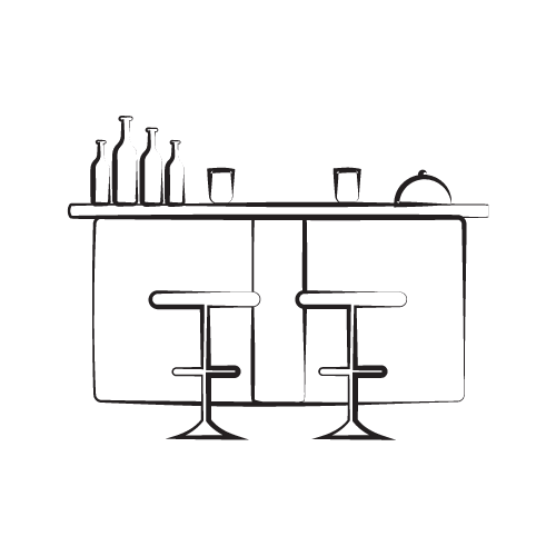 BAR A JUS FRAIS - Buffets Nappésen noir- Pictos Homy Bartenders